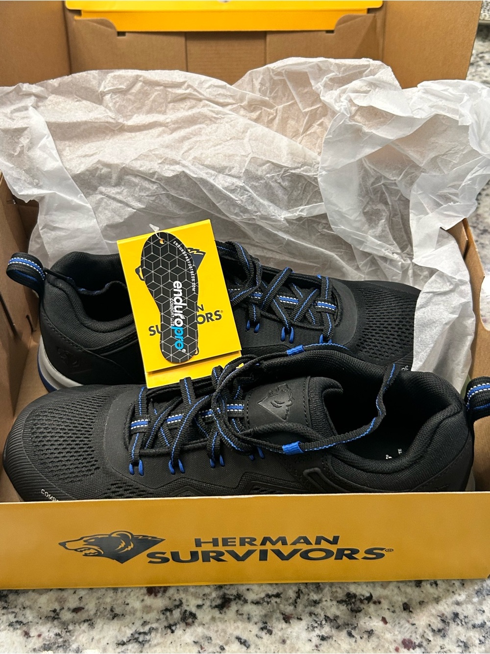 Herman Survivors Black Blue Comp Toe Work Safety Shoes Men’s Slip Resistant NWB - Picture 10 of 13